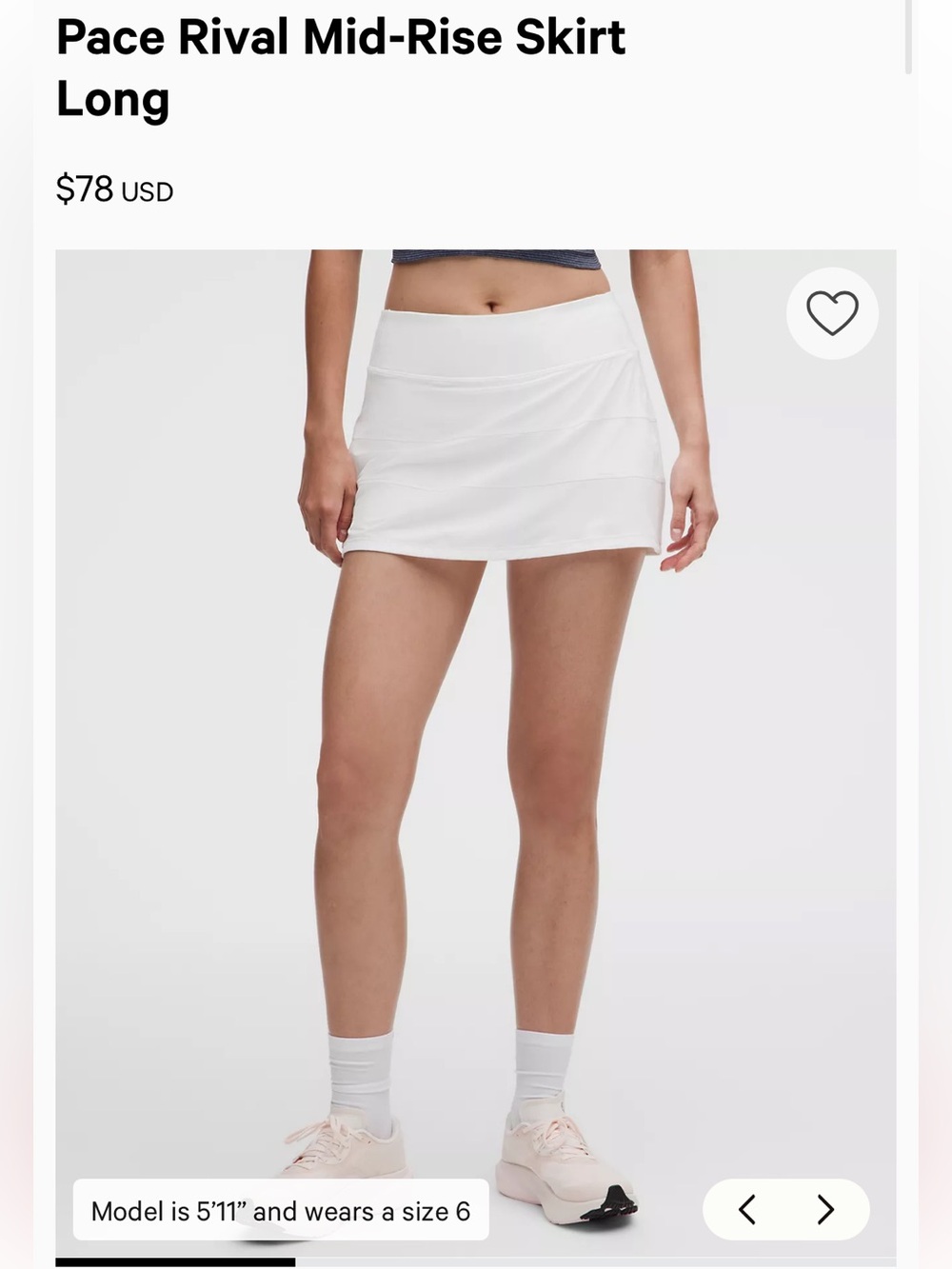 Lululemon Pace Rival Skirt